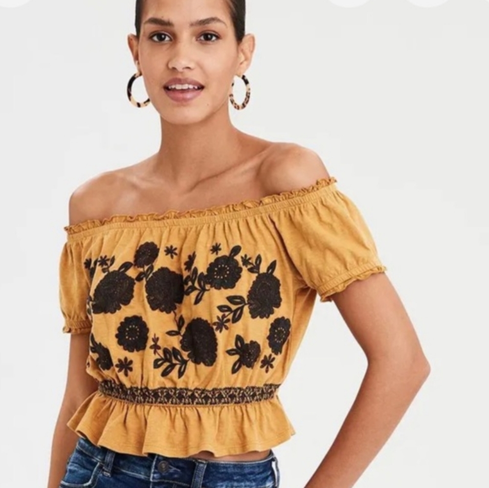 💛American Eagle💛embroidered crop top💛